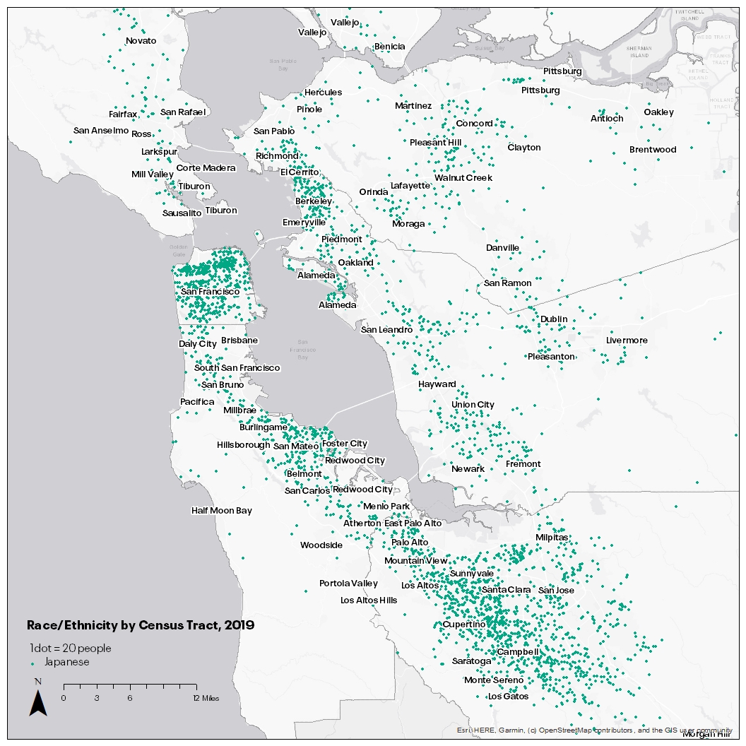 Japanese Populations Live in San Francisco, Along the Peninsula into the South Bay, and in the East Bay