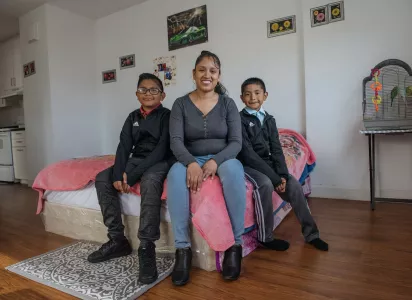 Family in the living room.